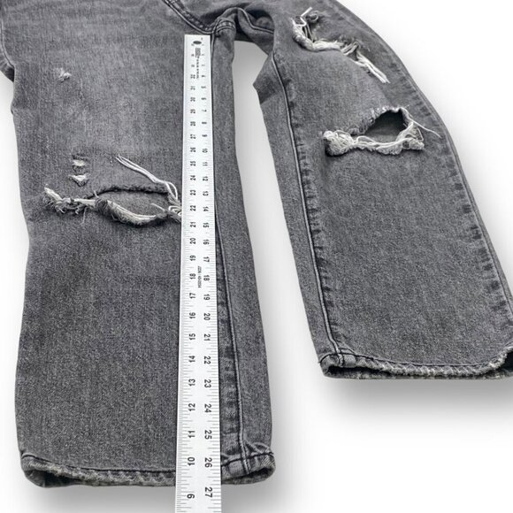 BDG Urban Outfitters Slim Straight Jeans Women 25 Black Distressed Button Custom - Picture 13 of 16